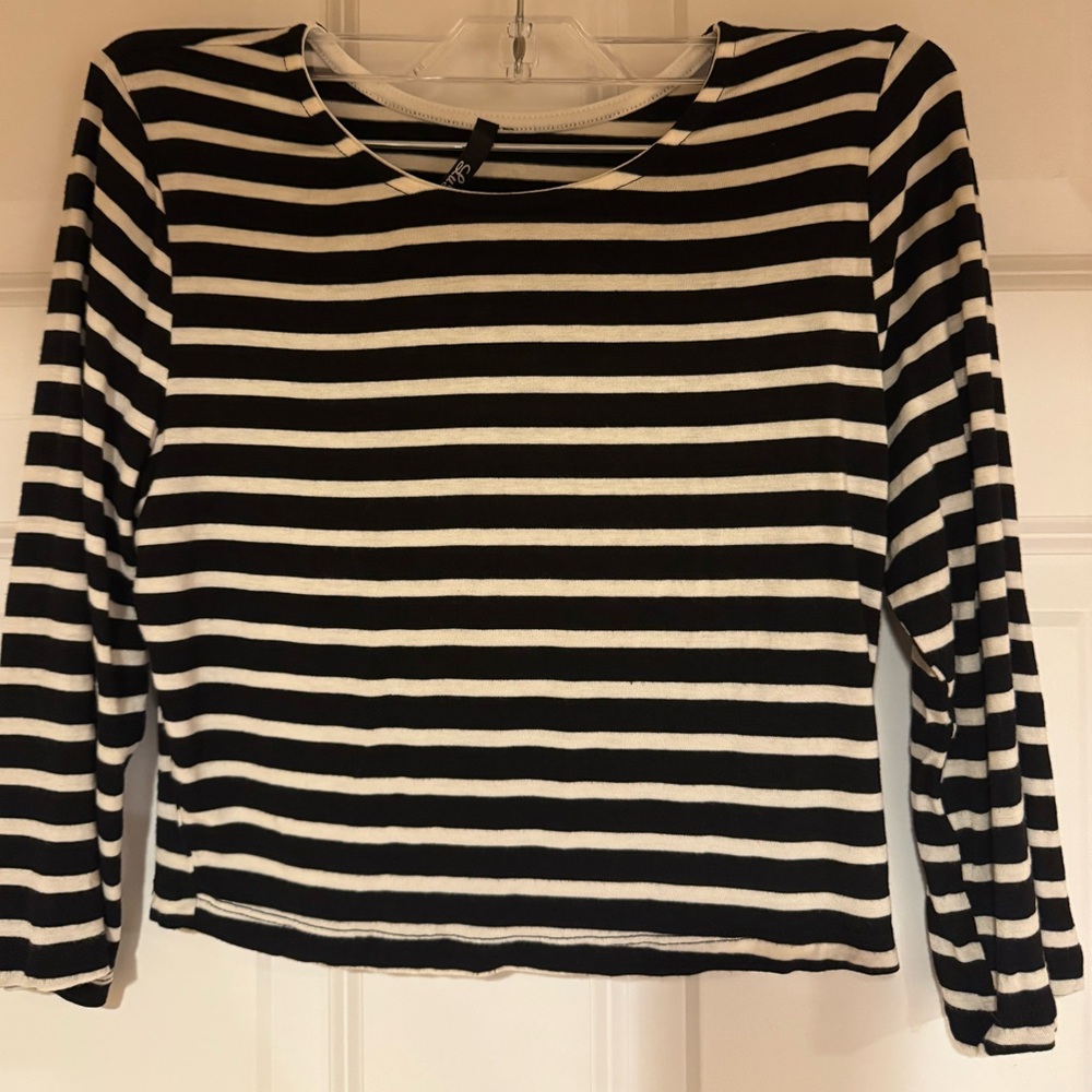 Women’s Lulus Simple Request Ivory and Black Striped Two Piece Set | Size medium